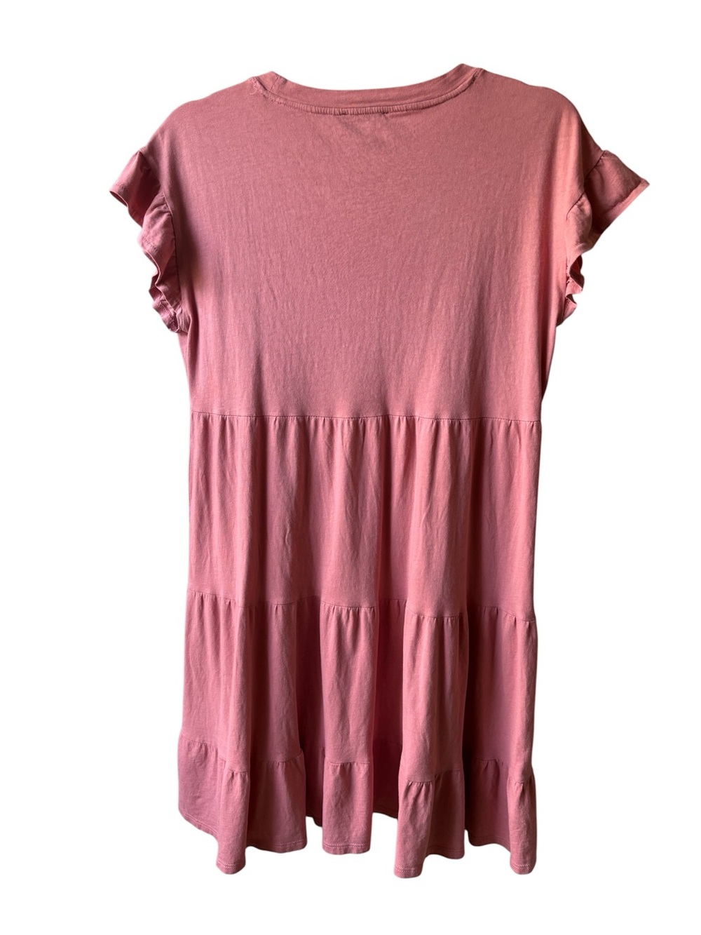 J. Crew Rose Pink Ruffle Sleeve Tiered Tee Dress - Picture 4 of 6
